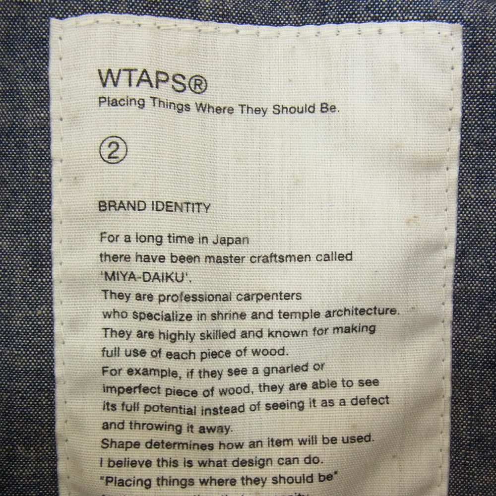 WTAPS ダブルタップス 121LTDT-JKM01 DECK ロゴプリント シャンブレー ワーク ジャケット ブルー系 2【中古】