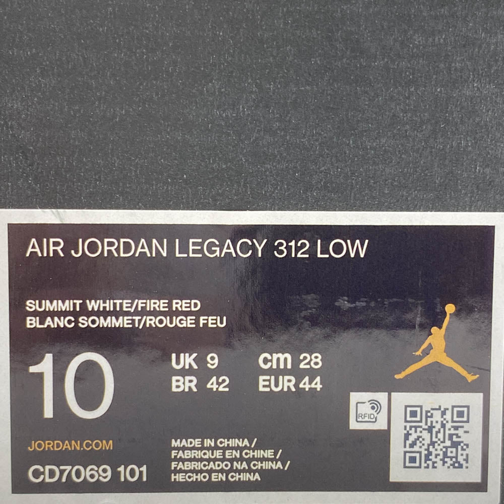 NIKE ナイキ CD7069-101 Air Jordan Legacy 312 Low White Red エアジョーダンレガシー312 ロー ホワイト レッド スニーカー グレー系 ホワイト系 ブラック系 28cm【中古】