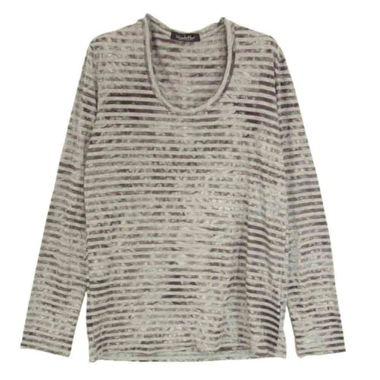 TORNADO MART トルネードマート Vネック ボーダー Tシャツ カットソー グレー系 サイズ表記無【中古】