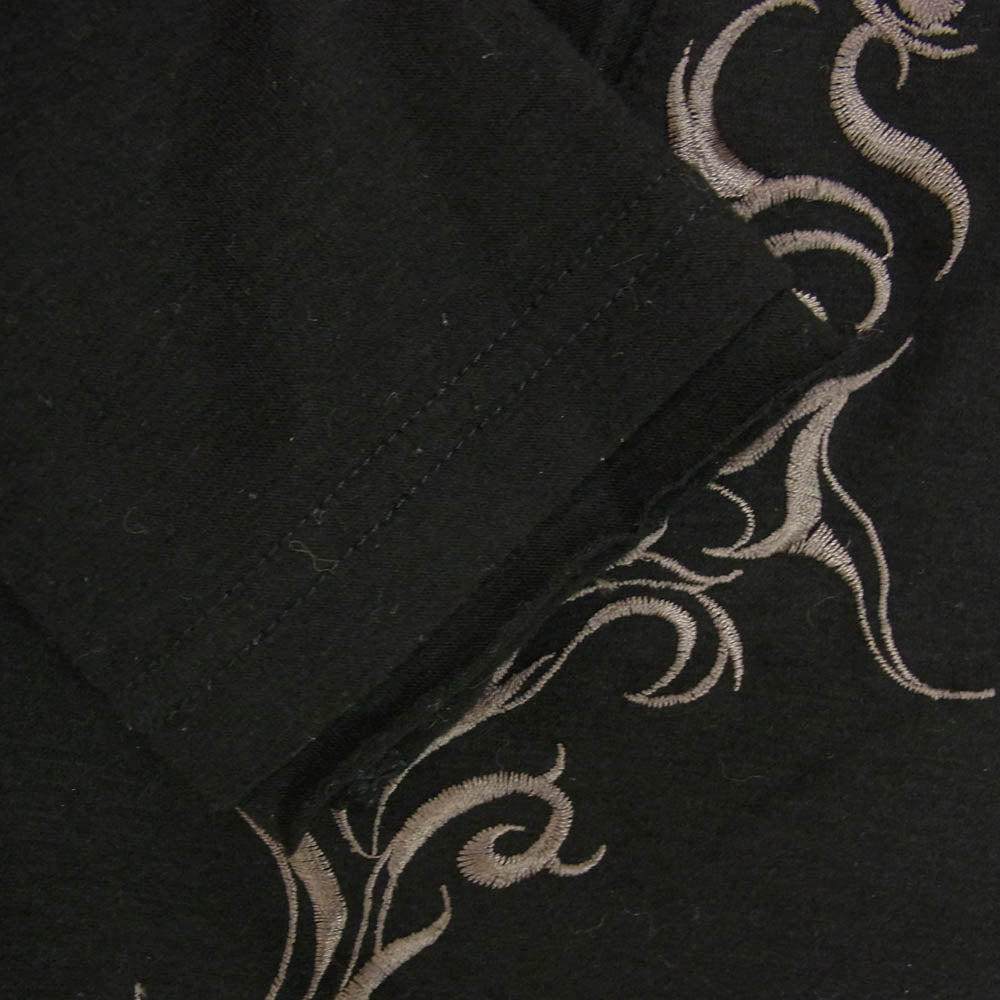 TORNADO MART トルネードマート TCS-9133 レイヤードデザイン 刺繍 Vネック 半袖 Tシャツ ブラック系 サイズ表記無【中古】