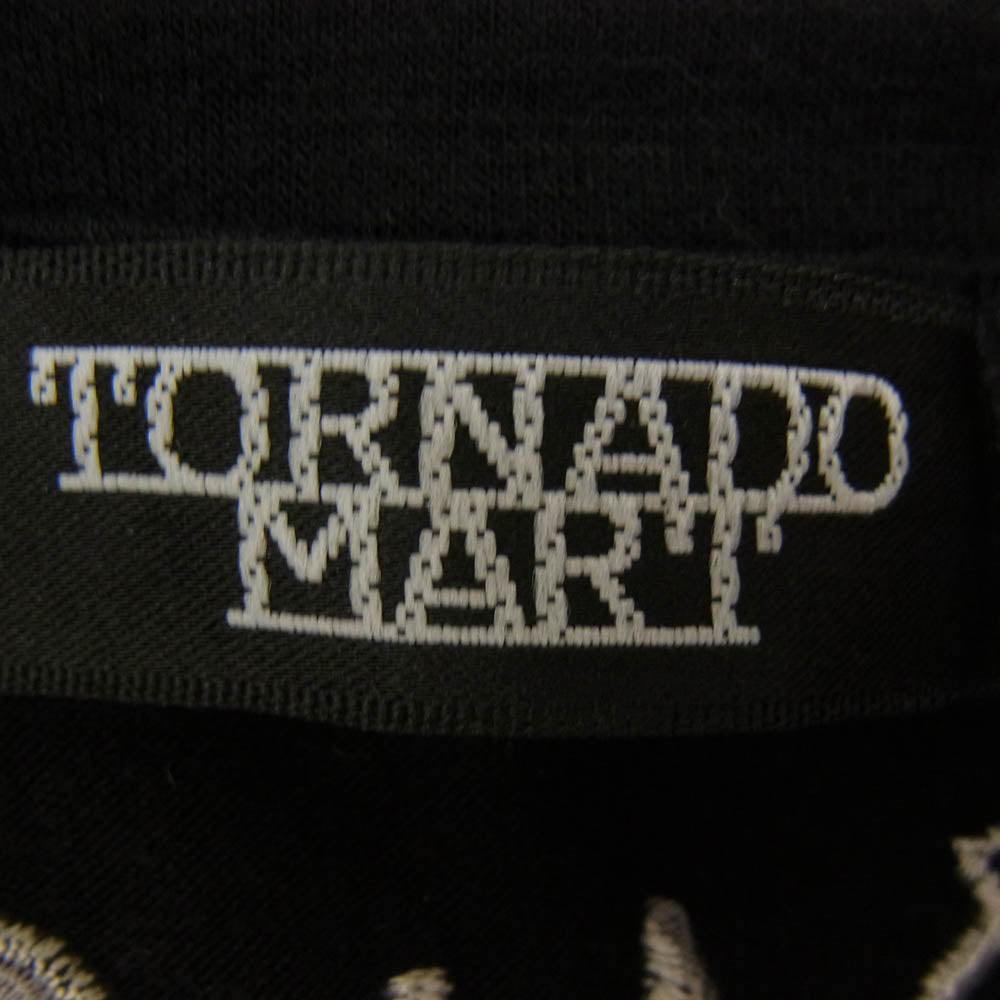 TORNADO MART トルネードマート レイヤードデザイン 刺繍 Vネック ストレッチ カットソー 長袖 Tシャツ ブラック系 L【中古】