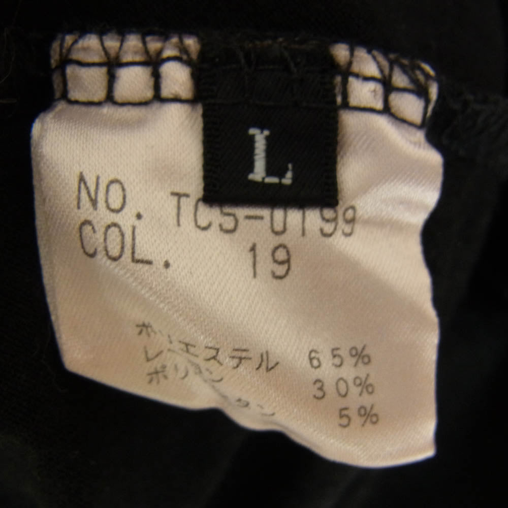 TORNADO MART トルネードマート レイヤードデザイン 刺繍 Vネック ストレッチ カットソー 長袖 Tシャツ ブラック系 L【中古】