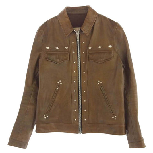 UNDERCOVER アンダーカバー 09SS C4212 POPTONES NEO BOY期 UISM スタッズ レザー ライダース ジャケット ブルゾン ブラウン系 2【中古】