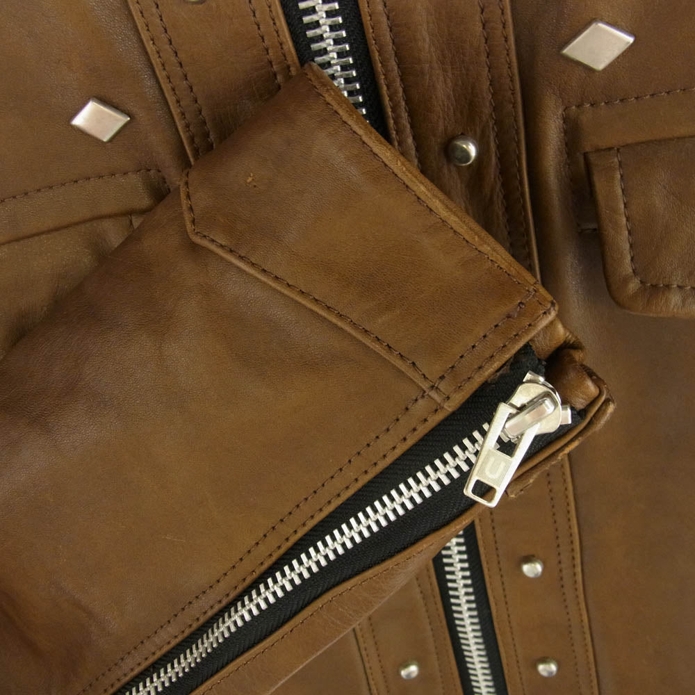 UNDERCOVER アンダーカバー 09SS C4212 POPTONES NEO BOY期 UISM スタッズ レザー ライダース ジャケット ブルゾン ブラウン系 2【中古】