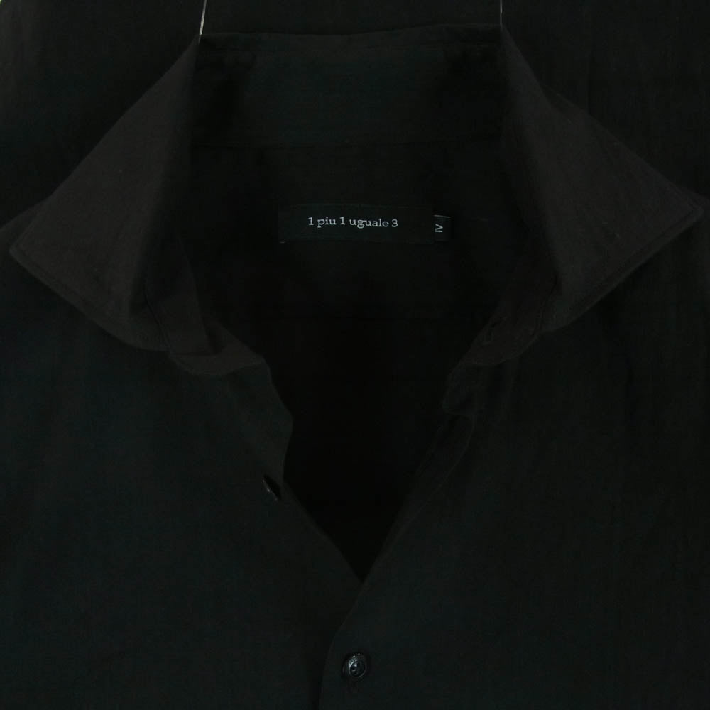 1piu1uguale3 ウノピュウノウグァーレトレ MRS168 PLAIN SHIRTS ホリゾンタルカラー 長袖 シャツ 日本製 ブラック系 4【中古】