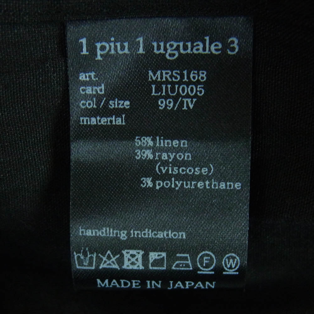 1piu1uguale3 ウノピュウノウグァーレトレ MRS168 PLAIN SHIRTS ホリゾンタルカラー 長袖 シャツ 日本製 ブラック系 4【中古】