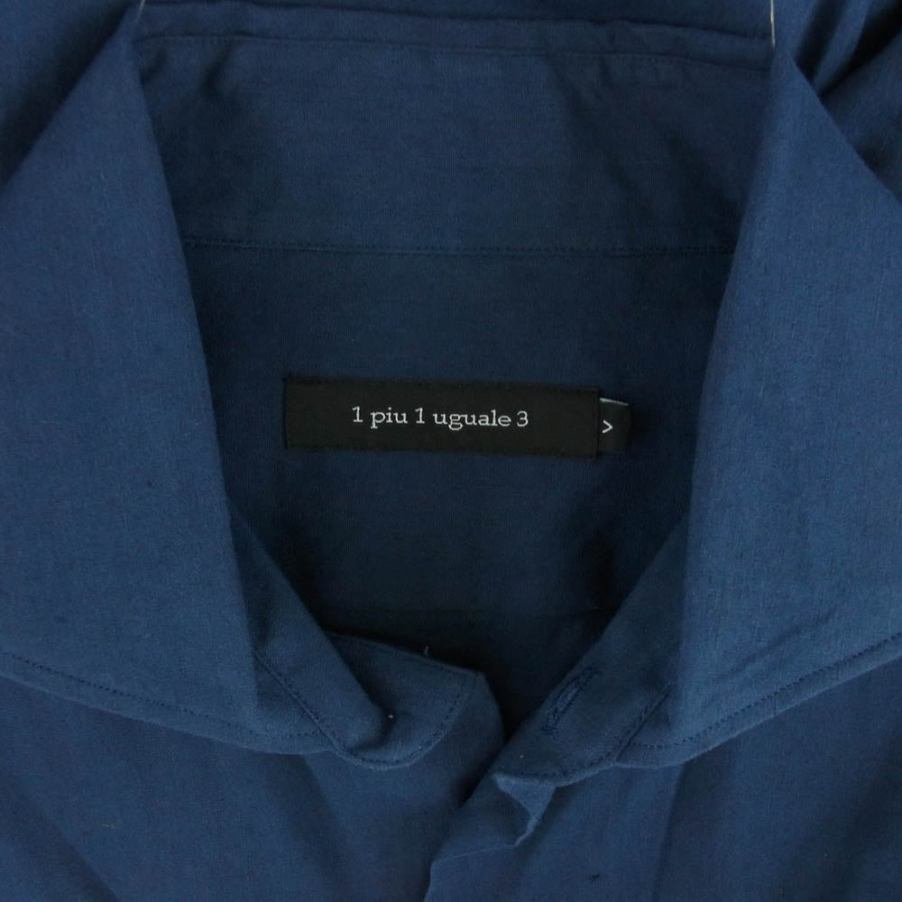 1piu1uguale3 ウノピュウノウグァーレトレ MRS168 PLAIN SHIRTS ホリゾンタルカラー 長袖 シャツ ネイビー ネイビー系 5【中古】