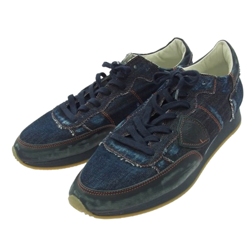 PHILIPPE MODEL フィリップモデル TRLU インディゴ デニム ローカット スニーカー ネイビー系 44【中古】