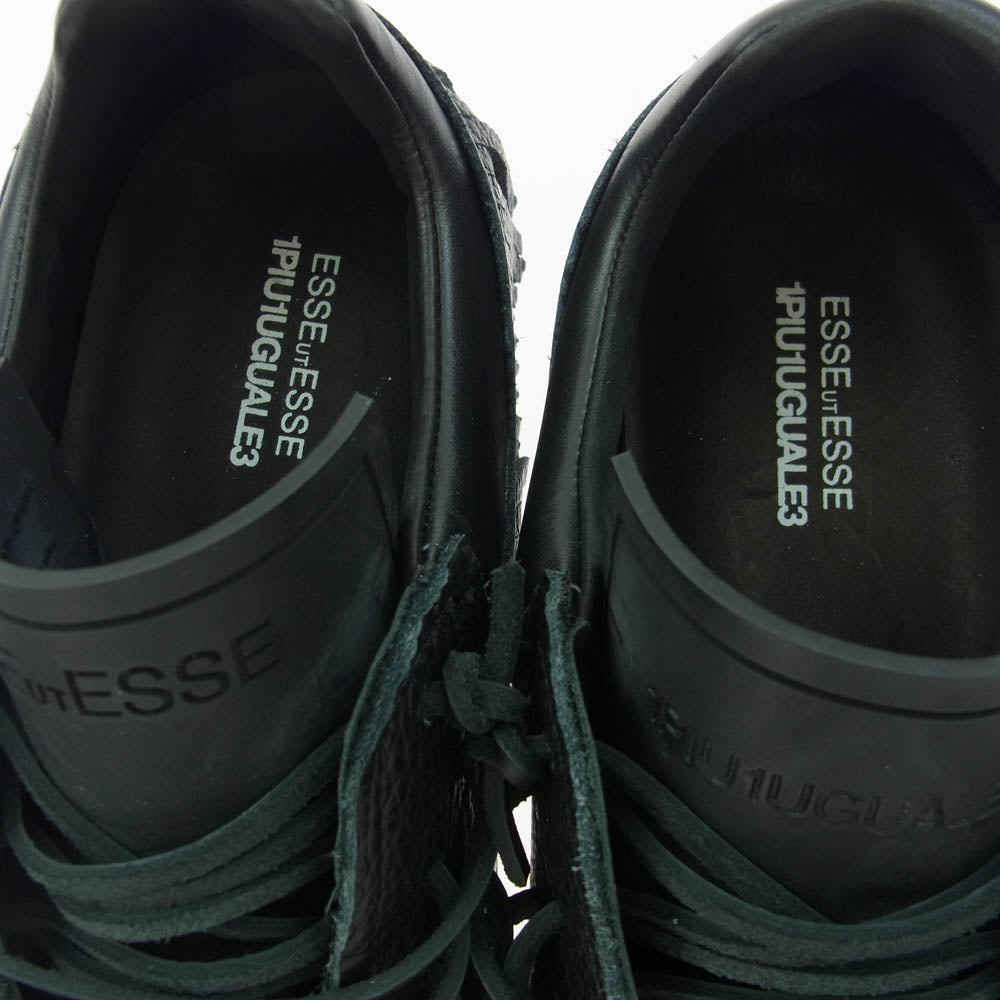 1piu1uguale3 ウノピュウノウグァーレトレ ESSEUTESSE TINY KICKS FRINGE エッセユーティーエッセ 別注 タイニーキックス フリンジ カーフレザー スニーカー ブラック系 実寸26cm【美品】【中古】