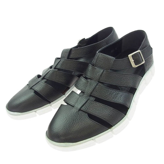 1piu1uguale3 ウノピュウノウグァーレトレ 001 GURKA SHOES グルカ サンダル レザー シューズ ブラック ブラック系 8【美品】【中古】