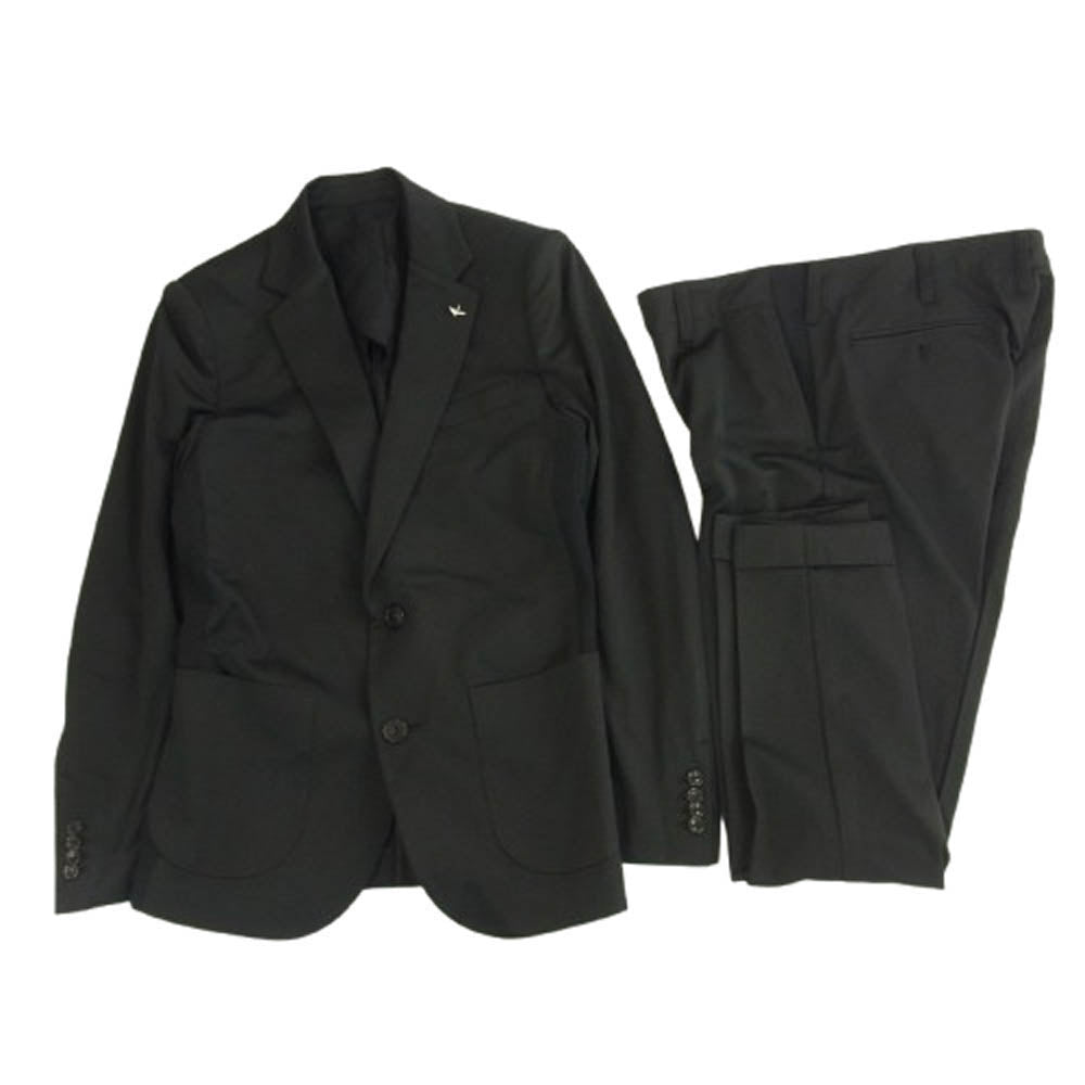 1piu1uguale3 ウノピュウノウグァーレトレ MRB667 MRP613 セットアップ RIB JACKET RIB SLACKS スーツ リブ 2Bテーラードジャケット スラックスパンツ ブラック系 V【美品】【中古】