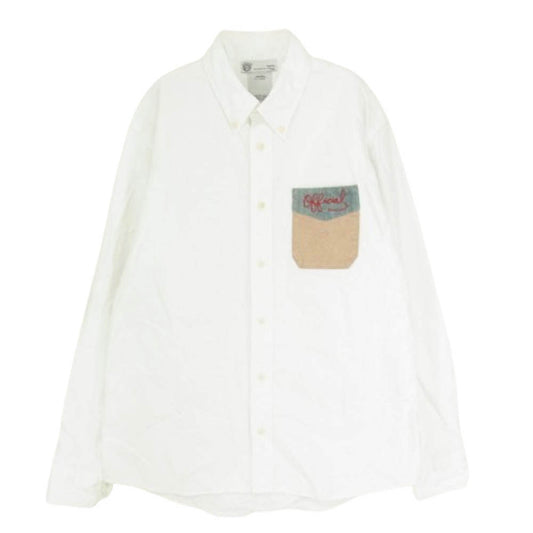 VISVIM ビズビム 0115105011006 ポケット 刺繍 ボタンダウン 長袖 シャツ ホワイト系 2【中古】