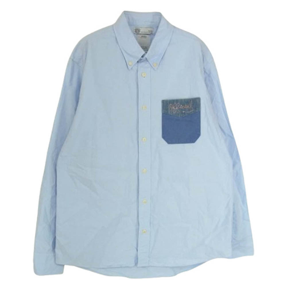 VISVIM ビズビム 0115105011006 ポケット 刺繍 ボタンダウン 長袖シャツ ブルー ライトブルー系 2【中古】