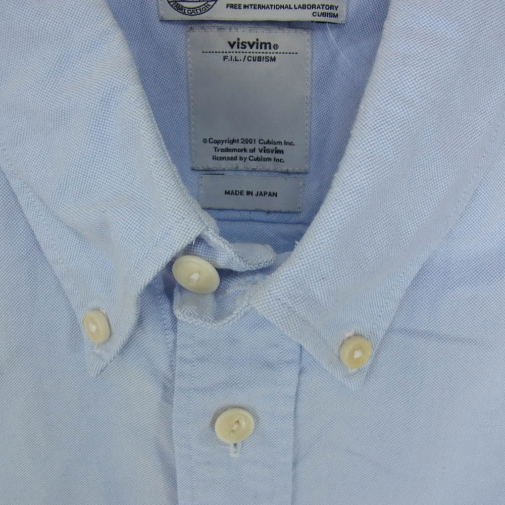 VISVIM ビズビム 0115105011006 ポケット 刺繍 ボタンダウン 長袖シャツ ブルー ライトブルー系 2【中古】