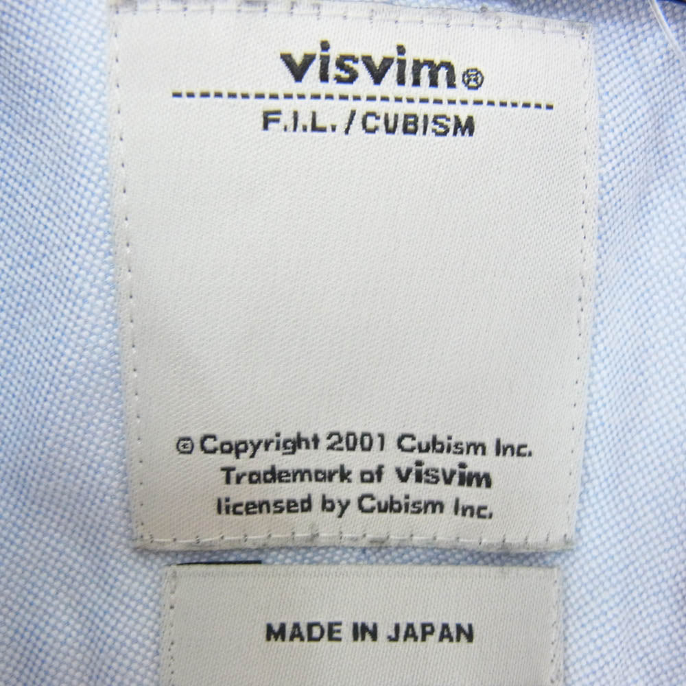 VISVIM ビズビム 0115105011006 ポケット 刺繍 ボタンダウン 長袖シャツ ブルー ライトブルー系 2【中古】
