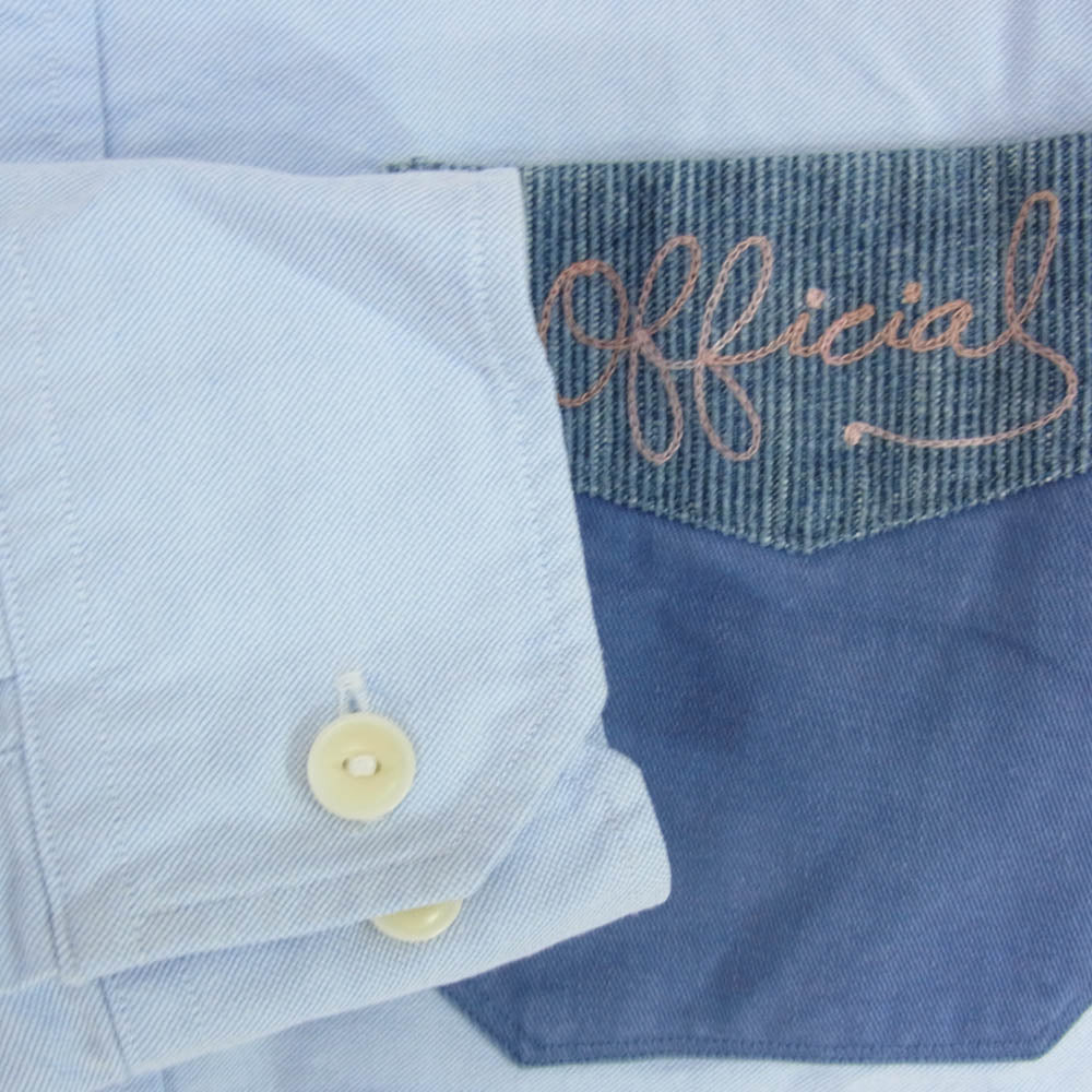 VISVIM ビズビム 0115105011006 ポケット 刺繍 ボタンダウン 長袖シャツ ブルー ライトブルー系 2【中古】