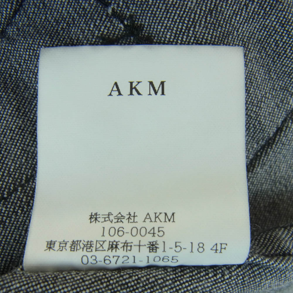 AKM エイケイエム S093 CNU111 PATCHWORK WESTERN パッチワーク デニム ウエスタン シャツ 長袖 グレー系 DN94 L【中古】