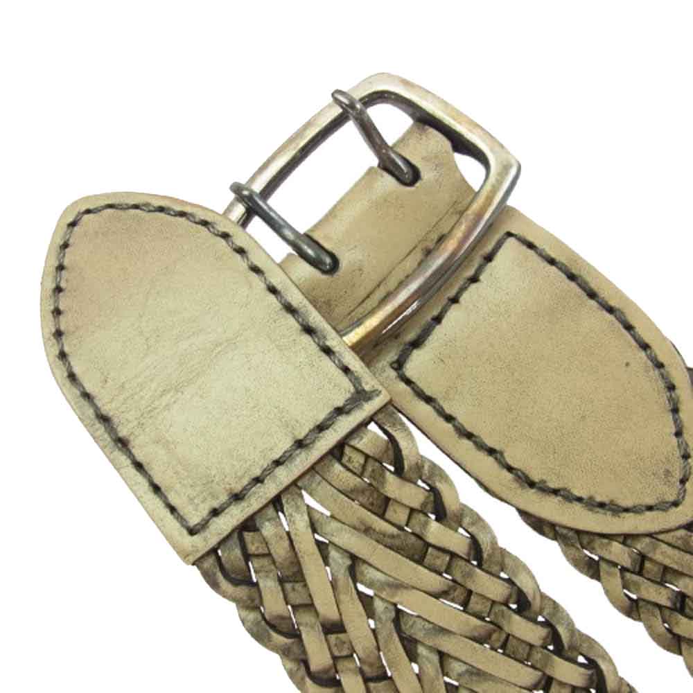 AKM エイケイエム DOUBLE RING MESH BELT ダブルリングメッシュベルト ホワイト ベージュ系【中古】