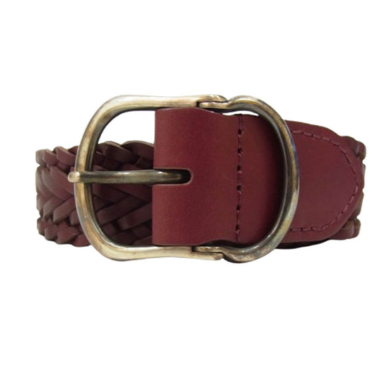 AKM エイケイエム ARTISAN BELT レザーメッシュベルト 35mm ワインレッド エンジ系【中古】