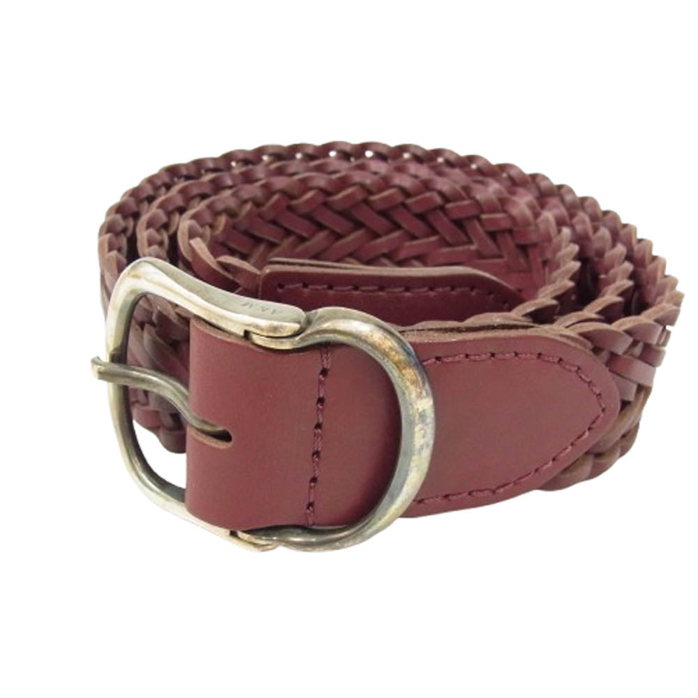 AKM エイケイエム ARTISAN BELT レザーメッシュベルト 35mm ワインレッド エンジ系【中古】