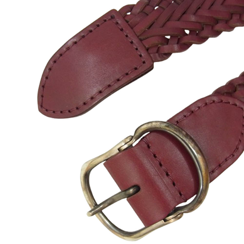AKM エイケイエム ARTISAN BELT レザーメッシュベルト 35mm ワインレッド エンジ系【中古】
