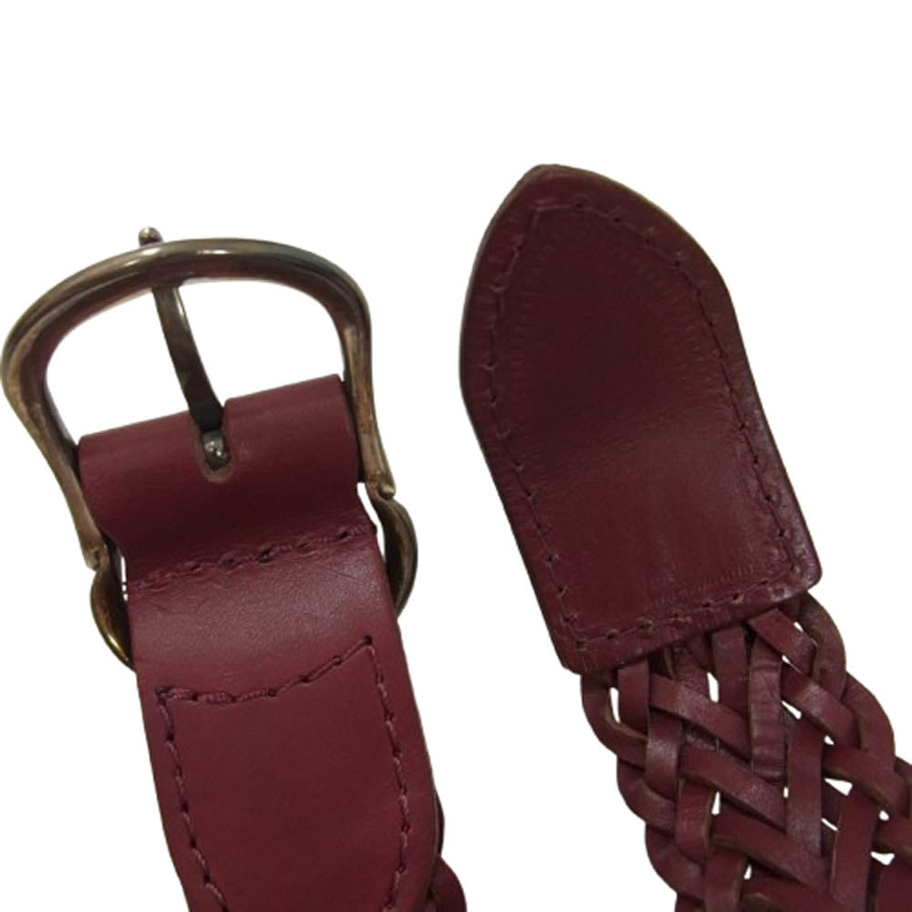 AKM エイケイエム ARTISAN BELT レザーメッシュベルト 35mm ワインレッド エンジ系【中古】