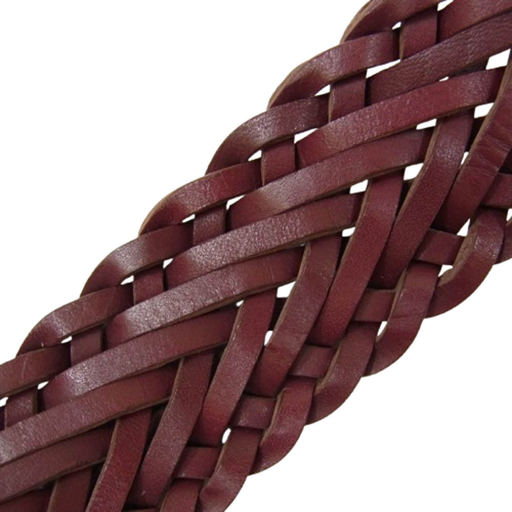 AKM エイケイエム ARTISAN BELT レザーメッシュベルト 35mm ワインレッド エンジ系【中古】