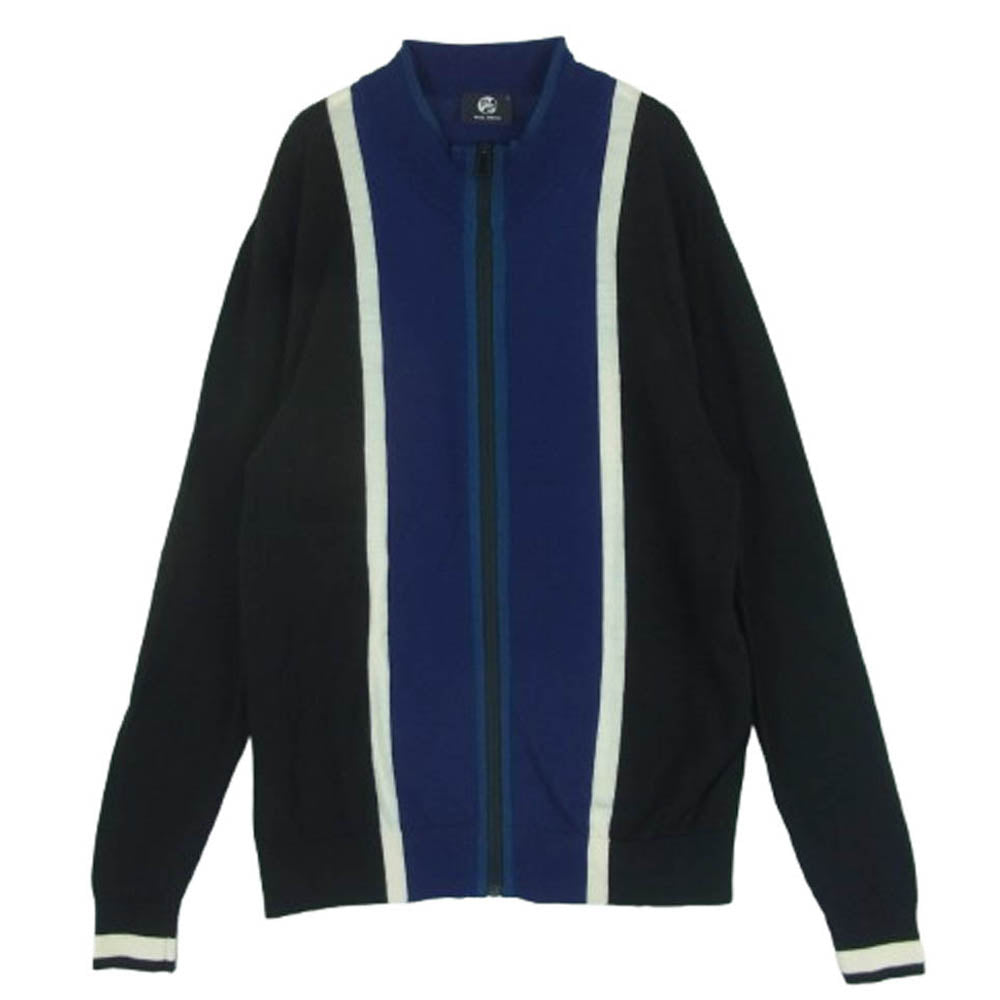 Paul Smith ポール・スミス ドライバーズ ニット フルジップ ウール カーディガン ブラック系 ブルー系 ホワイト系 L【中古】