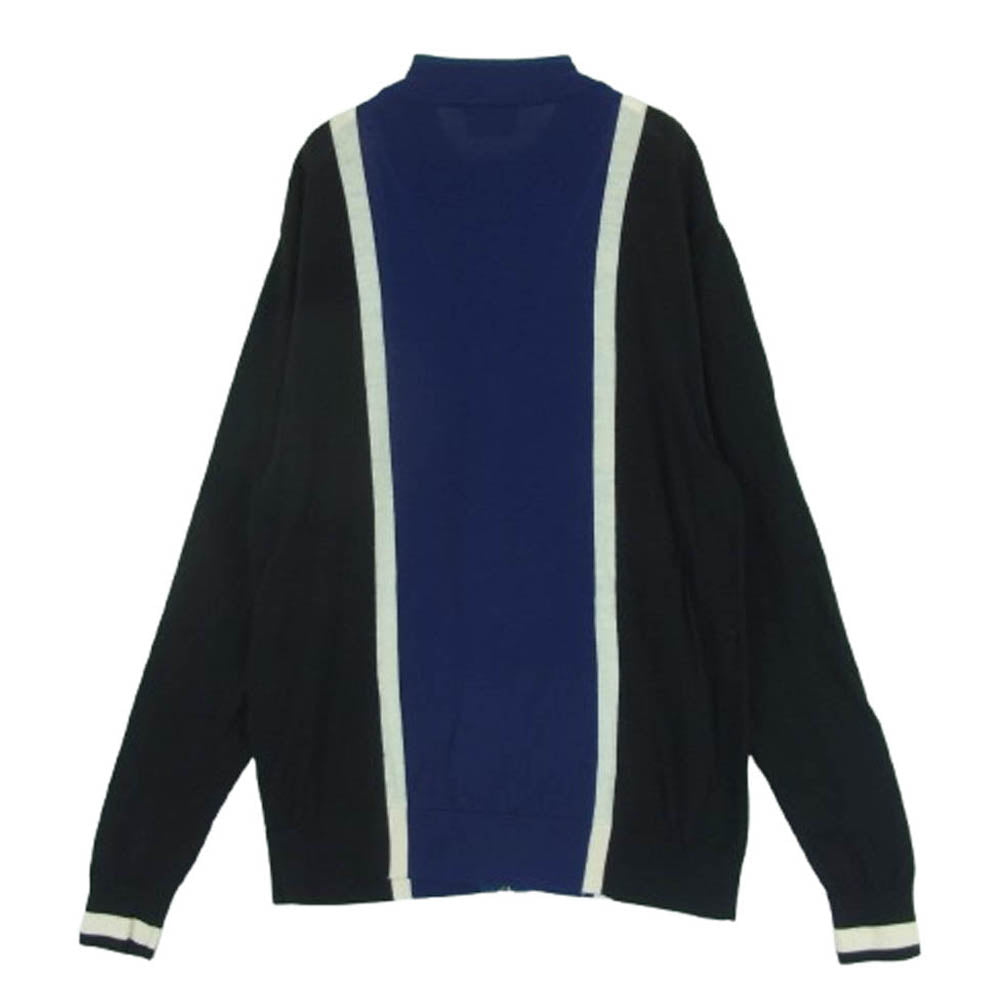 Paul Smith ポール・スミス ドライバーズ ニット フルジップ ウール カーディガン ブラック系 ブルー系 ホワイト系 L【中古】
