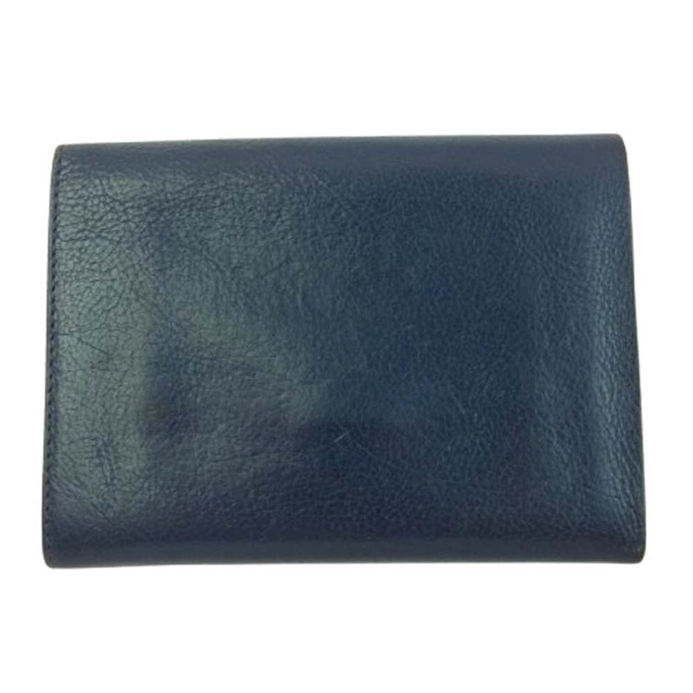 IL BISONTE イルビゾンテ 二つ折り レザー 財布 ウォレット ダークブルー系【中古】