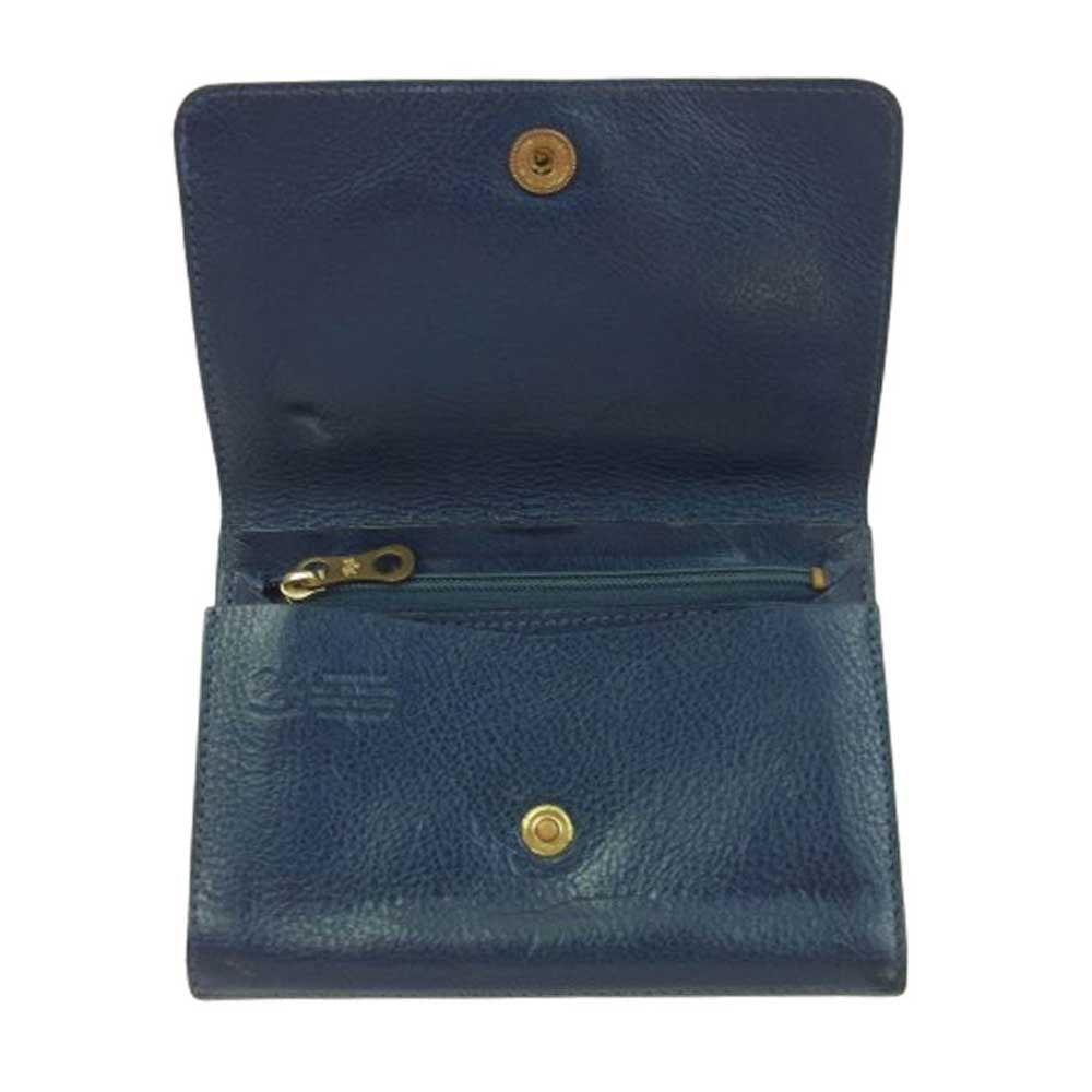 IL BISONTE イルビゾンテ 二つ折り レザー 財布 ウォレット ダークブルー系【中古】