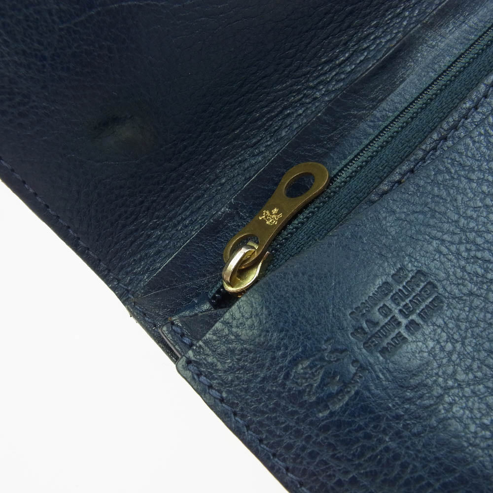 IL BISONTE イルビゾンテ 二つ折り レザー 財布 ウォレット ダークブルー系【中古】