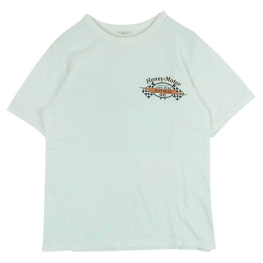 THE FLAT HEAD ザフラットヘッド HONEY MOTOR プリント 半袖 Tシャツ コットン 日本製 ホワイト系 38【中古】