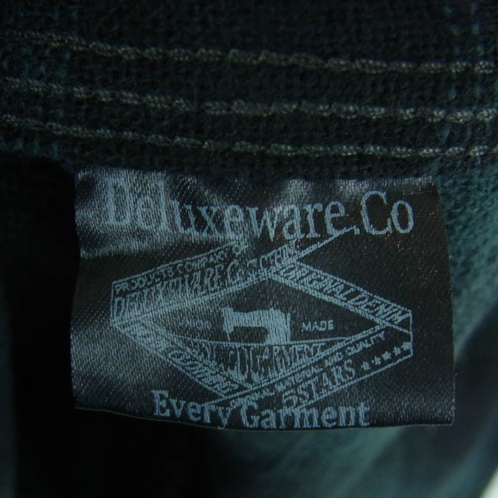 デラックスウエア チェック 半袖 ウエスタン シャツ コットン 日本製 グリーン系 XS【美品】【中古】