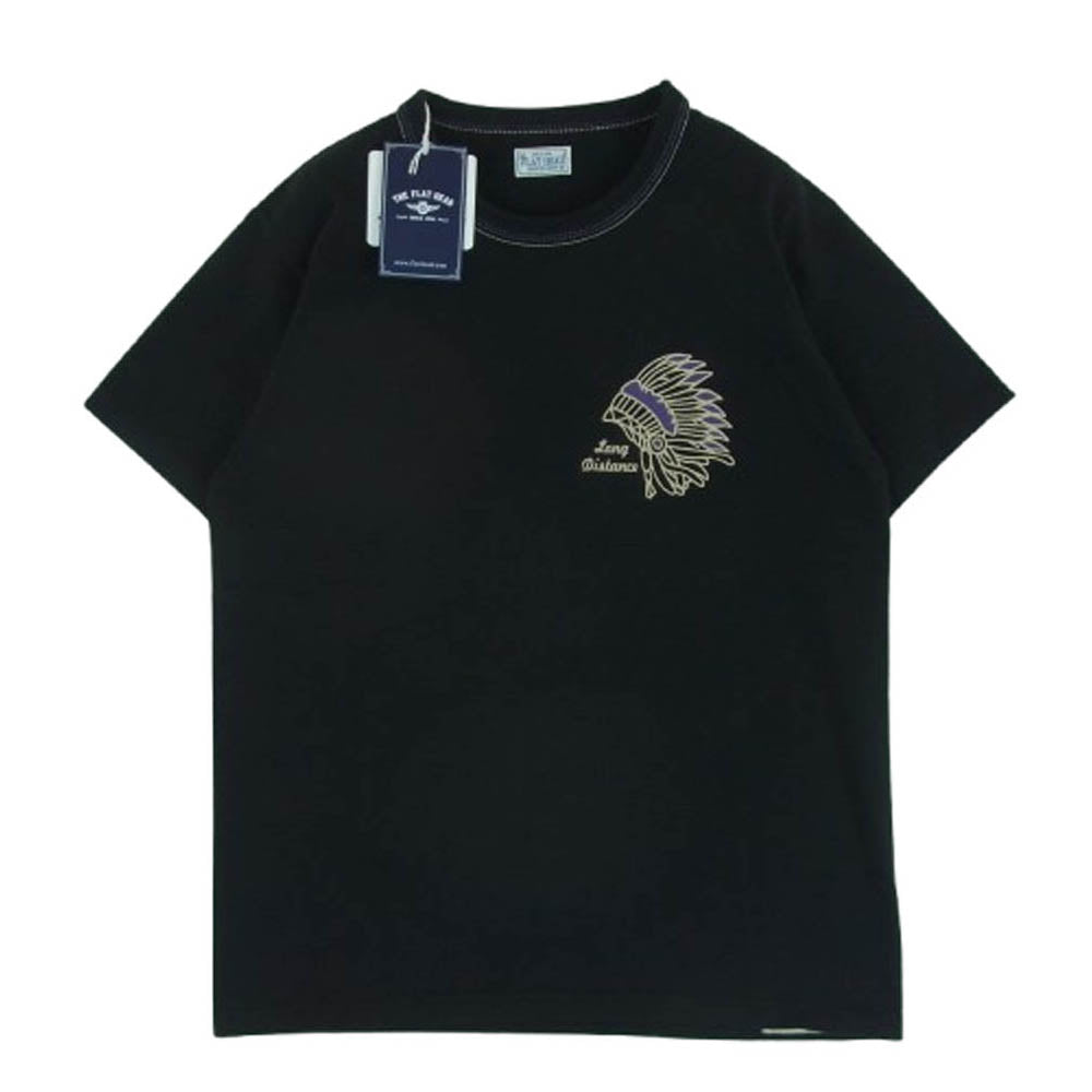 THE FLAT HEAD ザフラットヘッド FN-THC-038 T SHIRT THC SERIES 3本針の1本外し縫製 ヘビー ウェイト プリント 半袖 Tシャツ ブラック系 38【新古品】【未使用】【中古】