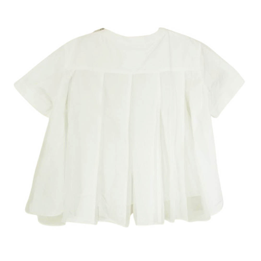 Sacai サカイ 24-07618 Thomas Mason トーマスメイソン Cotton Poplin Pullover タック レース トップス 半袖 シャツ ホワイト系 2【中古】