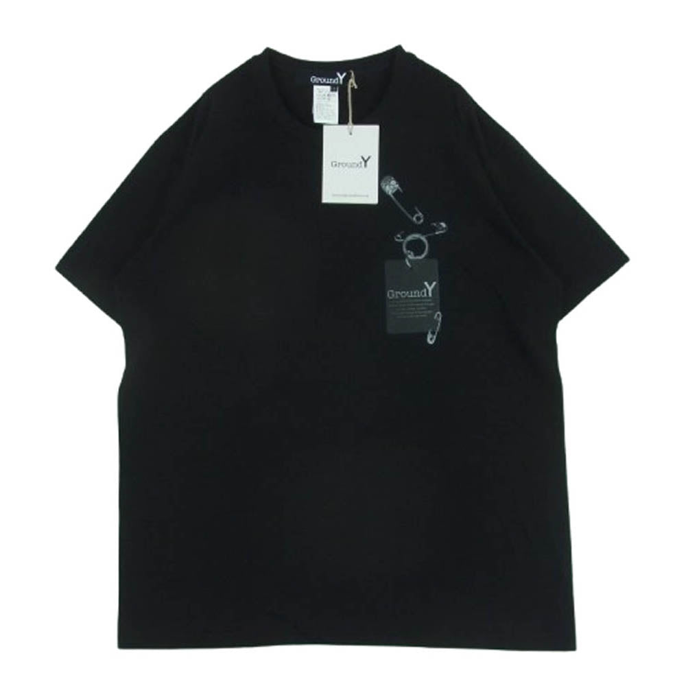 グラウンド ワイ ヨウジヤマモト 25SS GP-T61-070 COTTON JERSEY TROMPE-L'OEIL PIN T-SHIRT スカルピン プリント Tシャツ 半袖 カットソー ブラック系 3【極上美品】【中古】