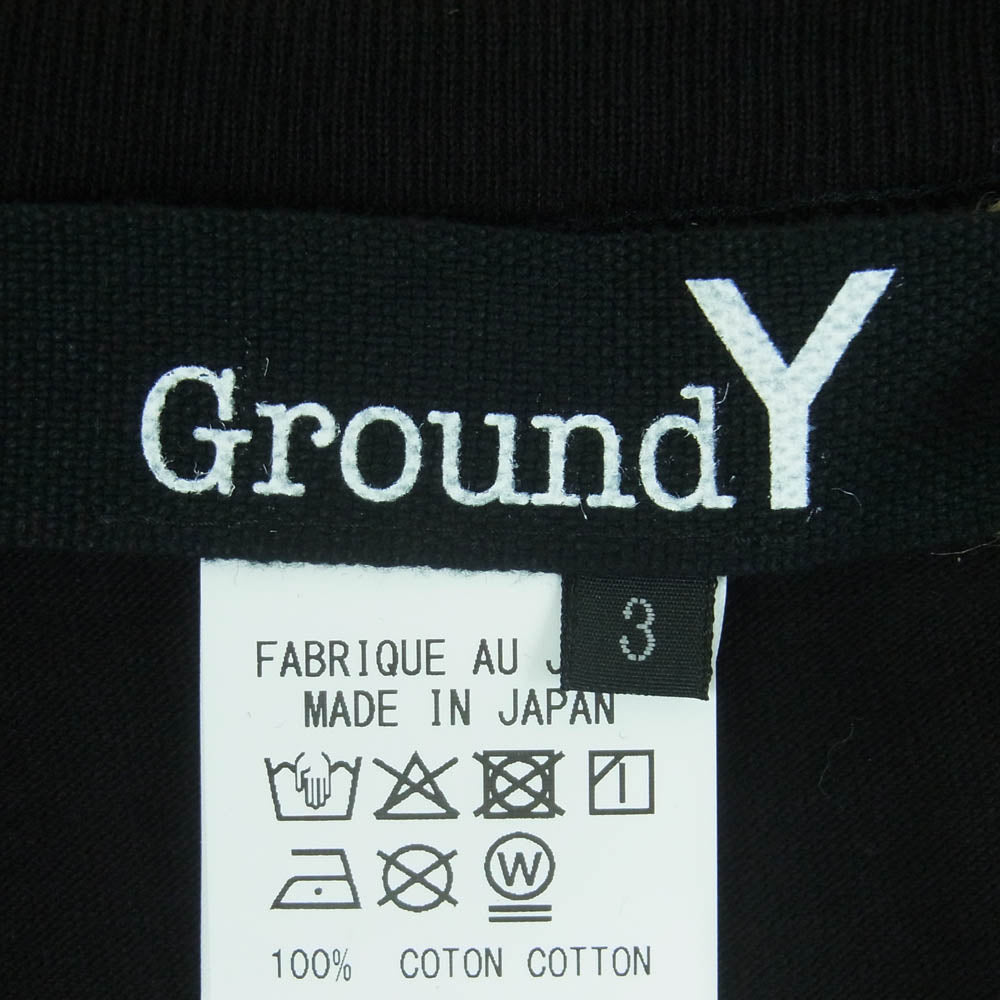 グラウンド ワイ ヨウジヤマモト 25SS GP-T61-070 COTTON JERSEY TROMPE-L'OEIL PIN T-SHIRT スカルピン プリント Tシャツ 半袖 カットソー ブラック系 3【極上美品】【中古】