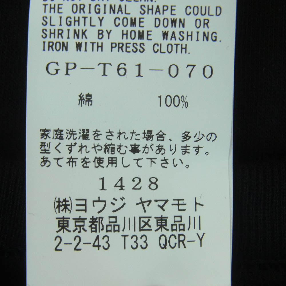 グラウンド ワイ ヨウジヤマモト 25SS GP-T61-070 COTTON JERSEY TROMPE-L'OEIL PIN T-SHIRT スカルピン プリント Tシャツ 半袖 カットソー ブラック系 3【極上美品】【中古】