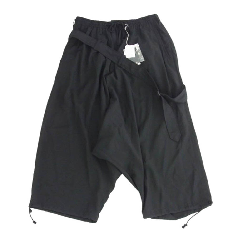 サイト ヨウジヤマモト 25SS UB-P05-901 PE/GABARDINE BELTED BALLOON SAROUEL PANTS ベルト バルーンシルエット サルエルパンツ ブラック系 3【新古品】【未使用】【中古】