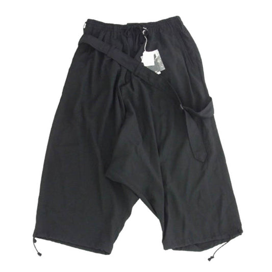 サイト ヨウジヤマモト 25SS UB-P05-901 PE/GABARDINE BELTED BALLOON SAROUEL PANTS ベルト バルーンシルエット サルエルパンツ ブラック系 3【新古品】【未使用】【中古】