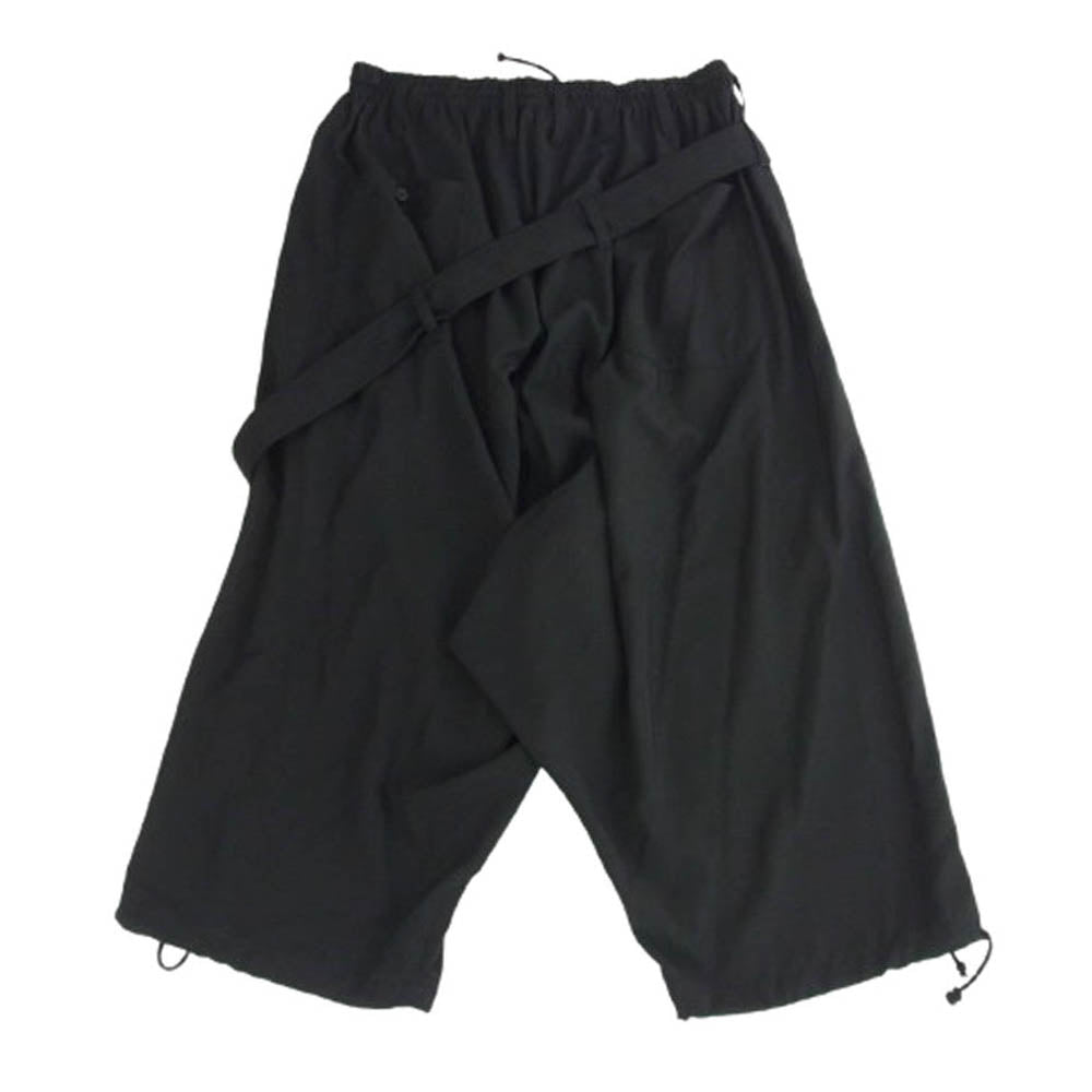 サイト ヨウジヤマモト 25SS UB-P05-901 PE/GABARDINE BELTED BALLOON SAROUEL PANTS ベルト バルーンシルエット サルエルパンツ ブラック系 3【新古品】【未使用】【中古】
