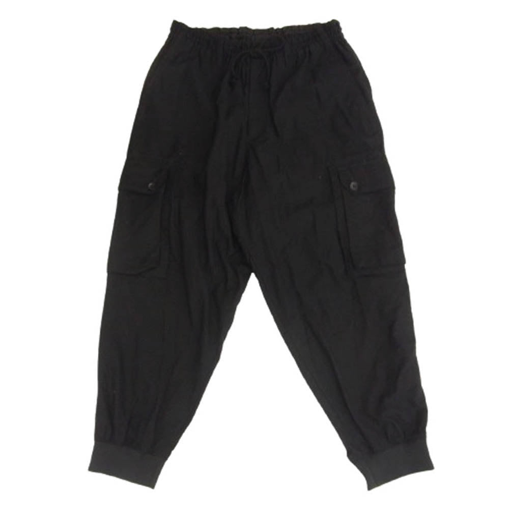 グラウンド ワイ ヨウジヤマモト 25SS GP-P07-002 COTTON TWILL STANDARD RIBBED HEM CARGO スタンダード ヘム カーゴパンツ ブラック系 3【新古品】【未使用】【中古】