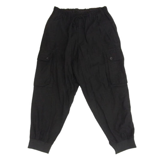 グラウンド ワイ ヨウジヤマモト 25SS GP-P07-002 COTTON TWILL STANDARD RIBBED HEM CARGO スタンダード ヘム カーゴパンツ ブラック系 3【新古品】【未使用】【中古】