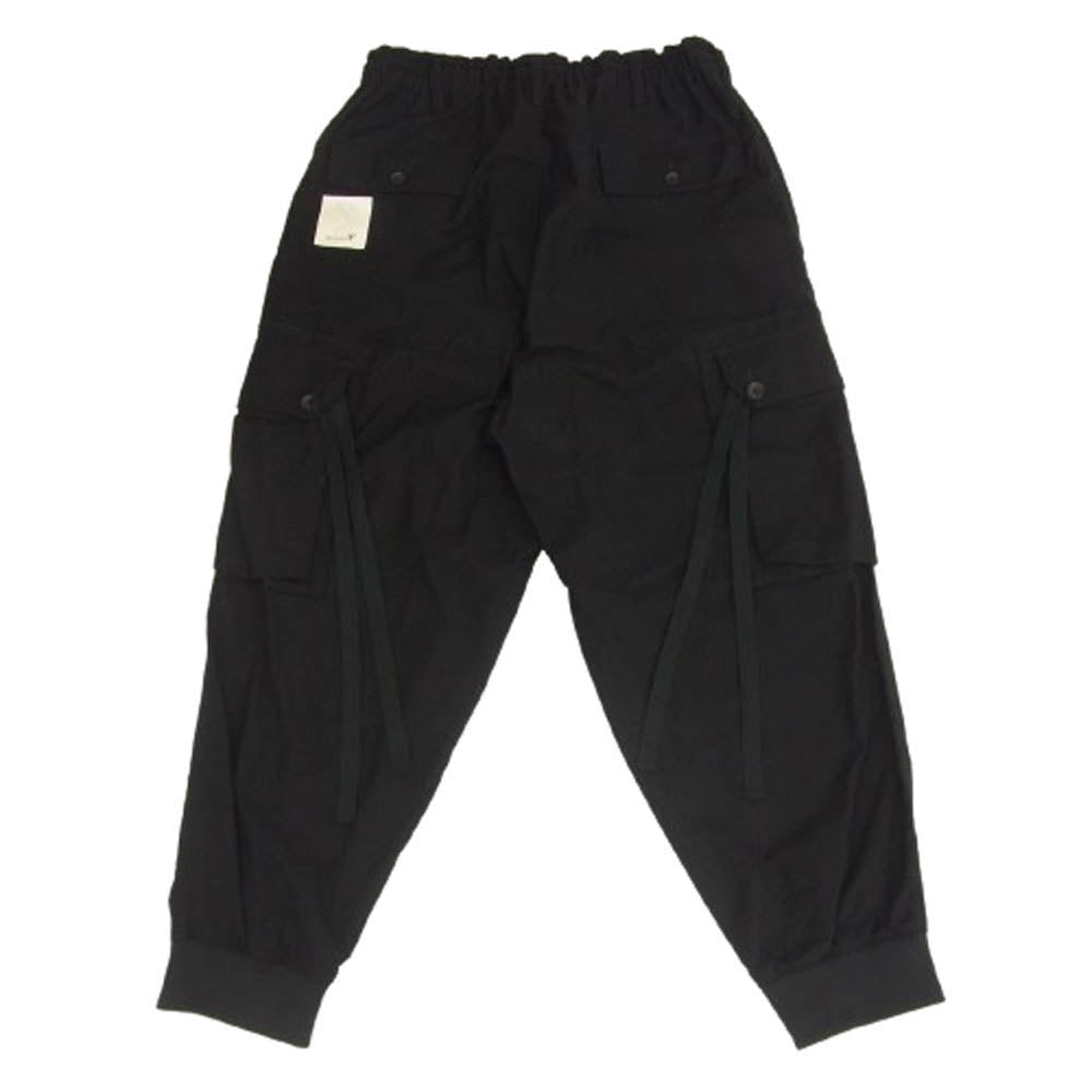 グラウンド ワイ ヨウジヤマモト 25SS GP-P07-002 COTTON TWILL STANDARD RIBBED HEM CARGO スタンダード ヘム カーゴパンツ ブラック系 3【新古品】【未使用】【中古】