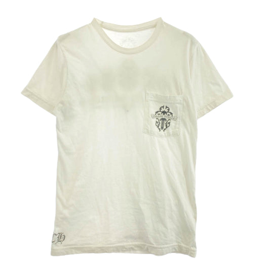 CHROME HEARTS クロムハーツ（原本無） Dagger S/S Tee ダガー バックプリント ポケット Tシャツ 半袖カットソー ホワイト系 S【中古】