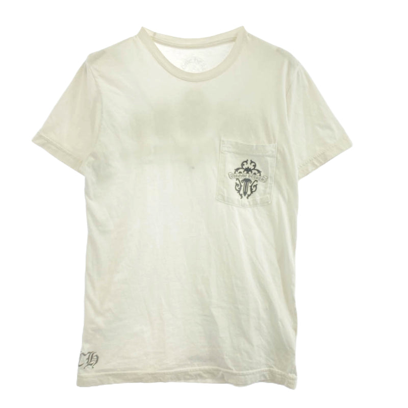 CHROME HEARTS クロムハーツ（原本無） Dagger S/S Tee ダガー バックプリント ポケット Tシャツ 半袖カットソー ホワイト系 S【中古】