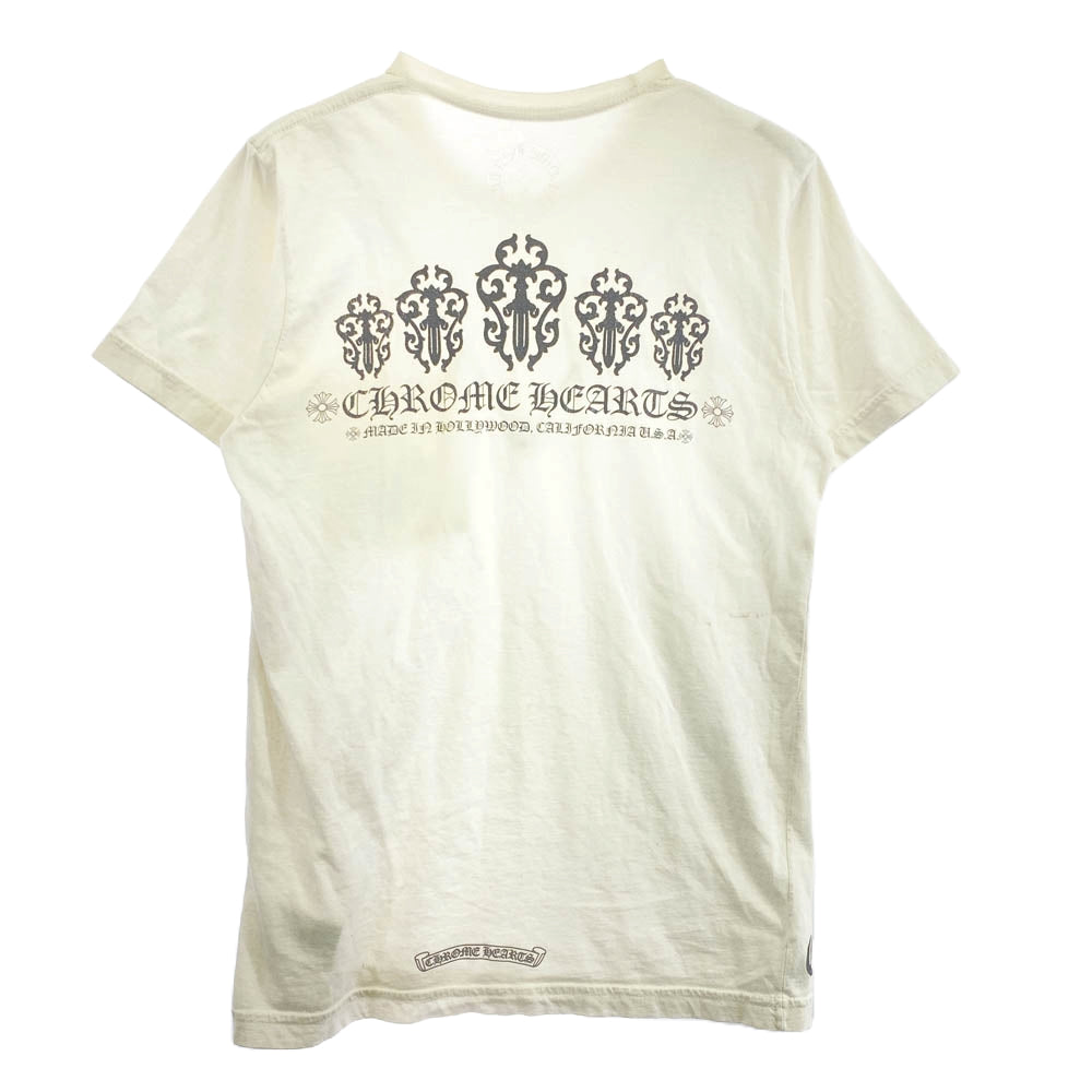 CHROME HEARTS クロムハーツ（原本無） Dagger S/S Tee ダガー バックプリント ポケット Tシャツ 半袖カットソー ホワイト系 S【中古】