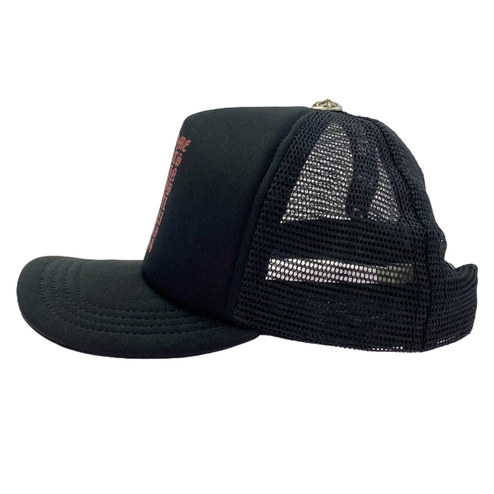 CHROME HEARTS クロムハーツ（原本無） TRUCKER CAP トラッカー メッシュキャップ ヴァーティカルロゴ クロスボール付 帽子 ブラック系【中古】