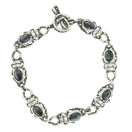 Justin Davis ジャスティンデイビス SBJ511 購入証明書付属 スタッグビートルデザイン オニキス ブレスレット シルバー系【中古】